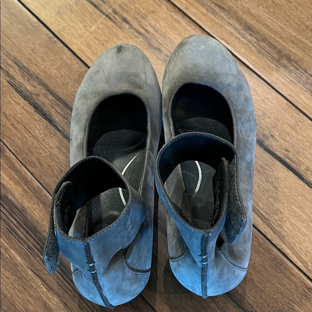 Gray wedge with ankle straps